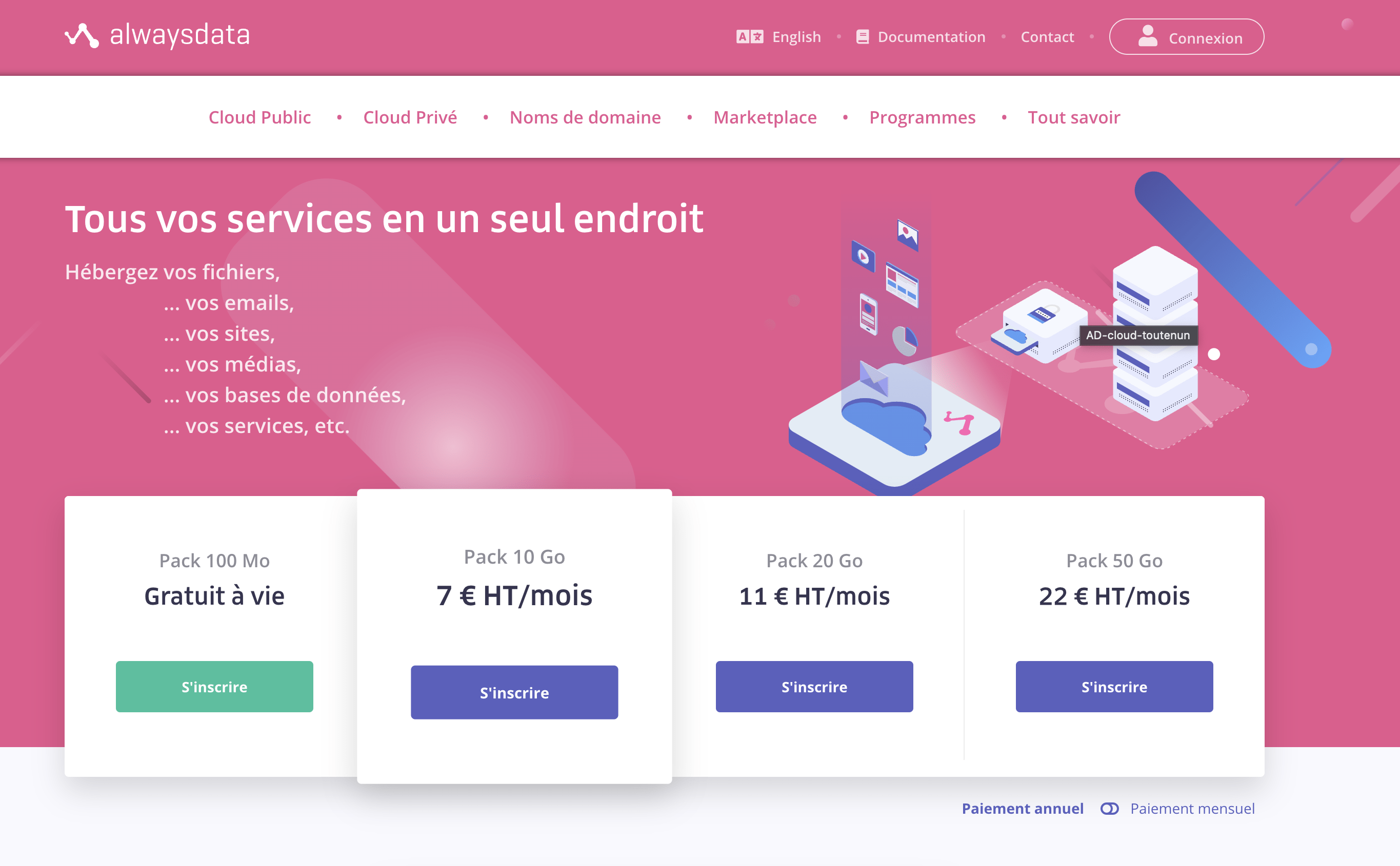 Site internet de l'hébergeur français Alwaysdata