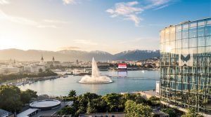 Vue panoramique de Genève avec des références à Infomaniak