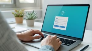 Interface de connexion WPEngine sur un ordinateur portable