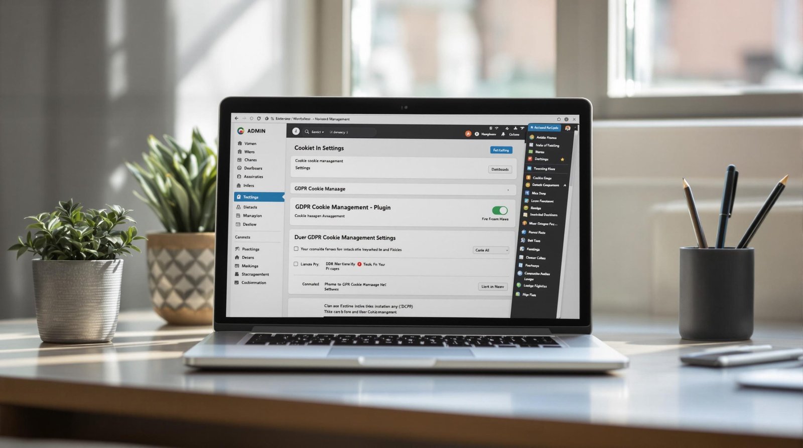 Interface de gestion des cookies RGPD sur WordPress