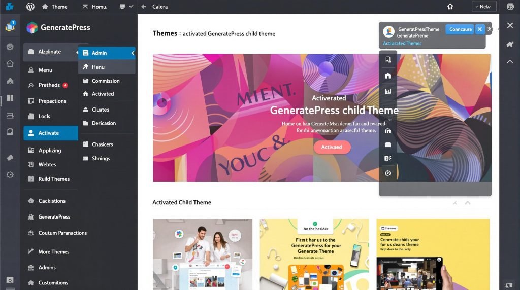 Thème enfant GeneratePress activé dans WordPress