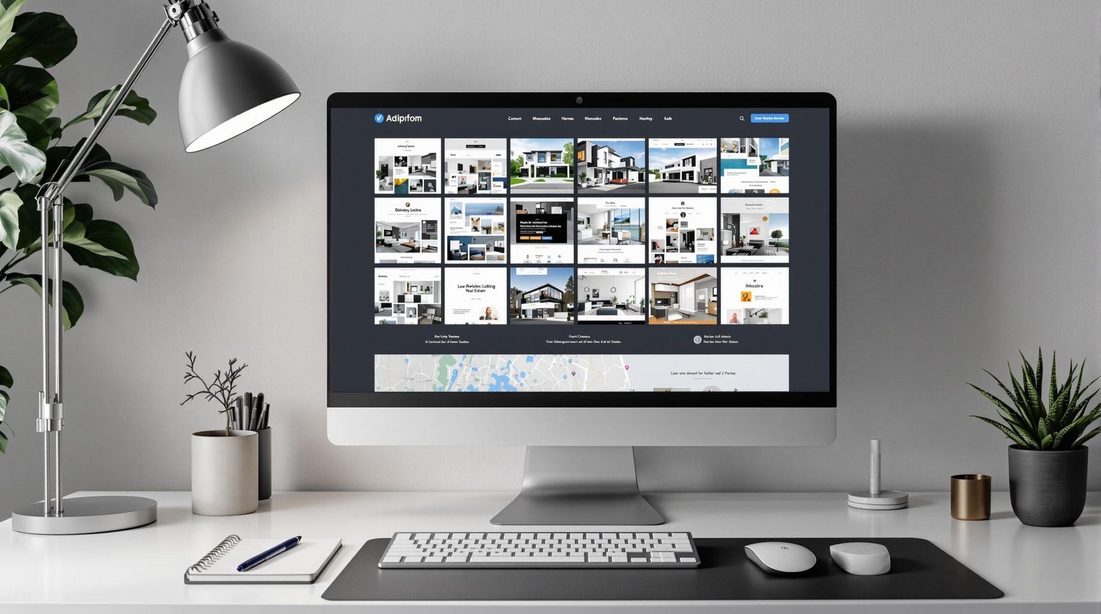 Écran montrant des thèmes WordPress immobiliers