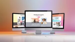 Écrans affichant des thèmes WordPress pour coachs