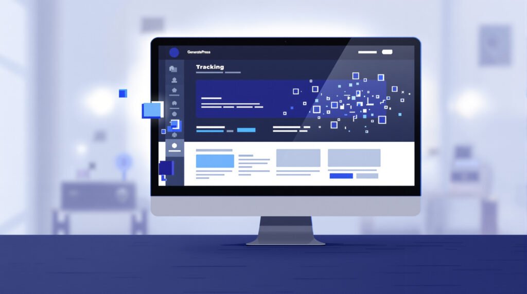 Interface GeneratePress avec pixels de tracking