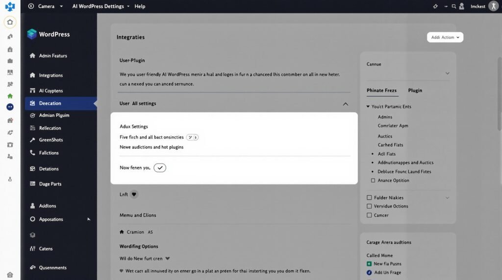 Tableau de bord WordPress avec plugin AI