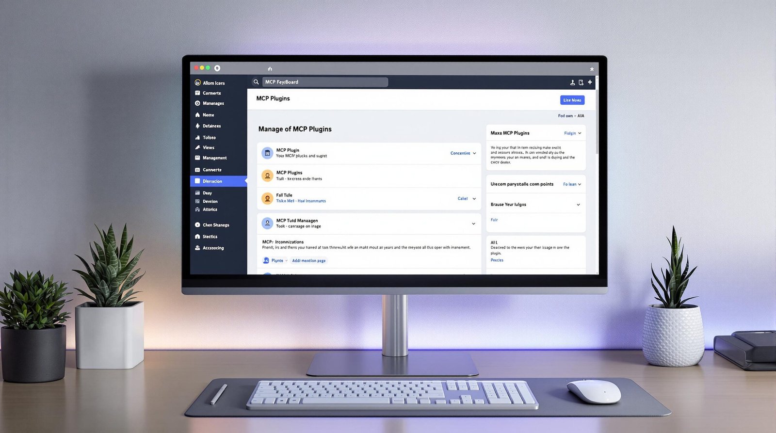 Tableau de bord WordPress avec plugins MCP