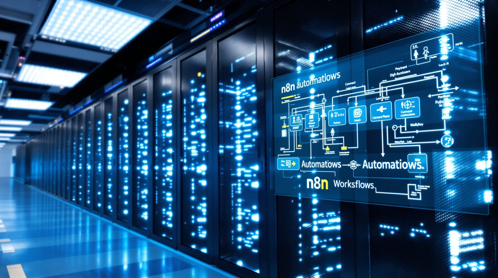 Serveur hébergeant n8n dans un centre de données